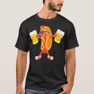 T-shirt Le 4 Juillet Bière Boire Sandwich Hotdog