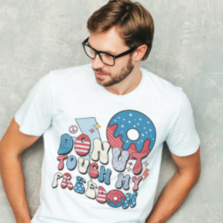 T-shirt Le 4 juillet, les hommes rétro 'Donut Touch My Fre