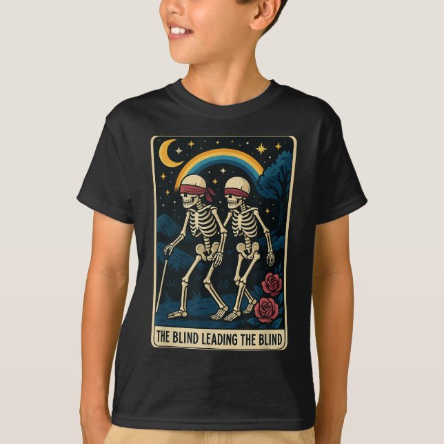 T-shirt Le Aveugle Menant À L'Aveugle Drôle Carte Tarot Sk (Devant)