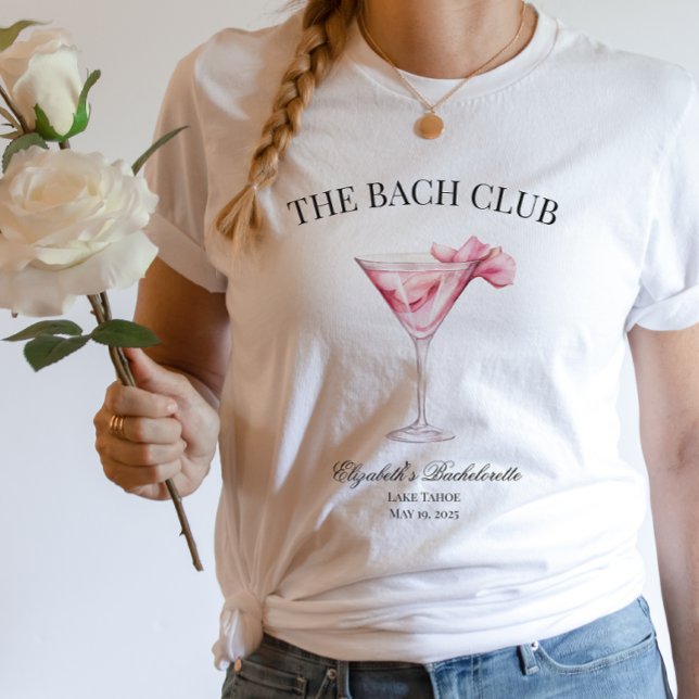 T-shirt Le Bach Club Cocktail Rose Bachelorette Voyage de  (The Bach Club Pink Martini T-Shirt Regular Fit)