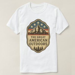 T-shirt Le Badge Vintage de la Grande Amérique Extérieure