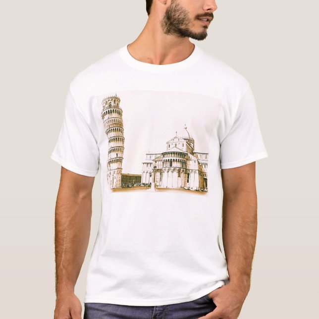 T-shirt Le Baptistry de St John et tour penchée de Pise (Devant)
