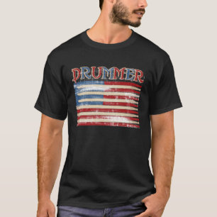 T-shirt Le batteur affligé de drapeau des Etats-Unis de