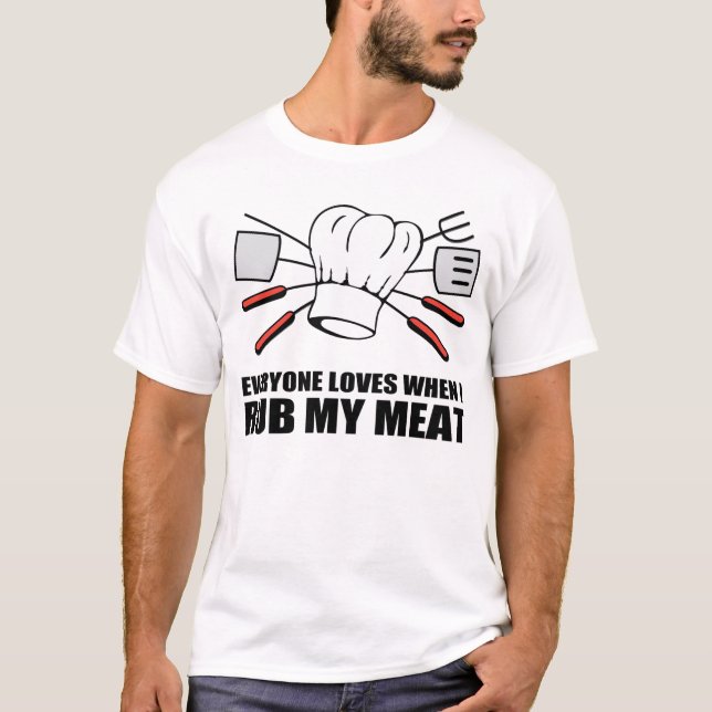 T-SHIRT LE BBQ, FROTTENT MA VIANDE (Devant)