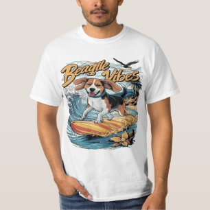 T-shirt Le Beagle majestueux conquiert le surf des vagues