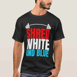 T-shirt Le Blanc Et Le Bleu Rasés Est Un Exercice De Poids