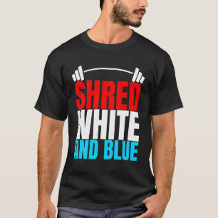T-shirt Le Blanc Et Le Bleu Rasés Est Un Exercice De Poids