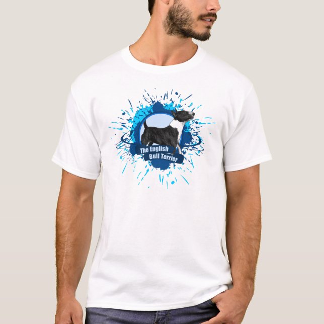 T-shirt Le bleu anglais d'ÉCLABOUSSURE de bull-terrier (Devant)