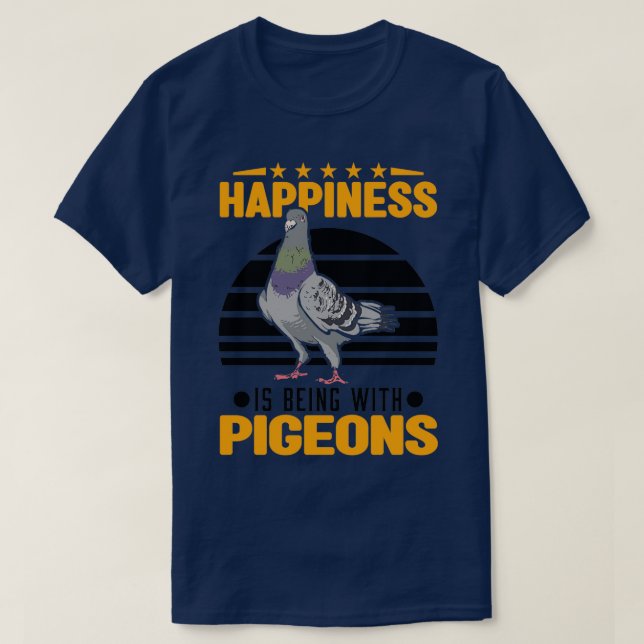 T-shirt Le Bonheur Avec Pigeons Dove 1 (Design devant)