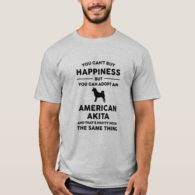 T-shirt Le bonheur de l'adoption américaine Akita (Devant)