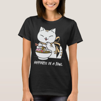 T-shirt Le bonheur des chats Ramen japonais dans un bol