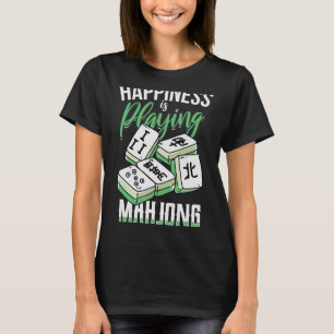 T-shirt Le Bonheur Drôle Est De Jouer Au Mahjong Avec Les 