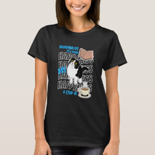 T-shirt Le bonheur est chats smoking bons livres café mign