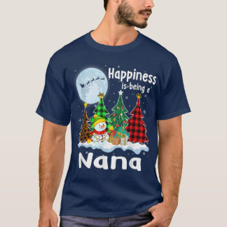 T-shirt Le Bonheur Est D'Être Un Nana Christmas Tree Leopa