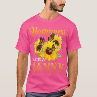 T-shirt Le Bonheur Est D'Être Une Nanny Papillon Tournesol
