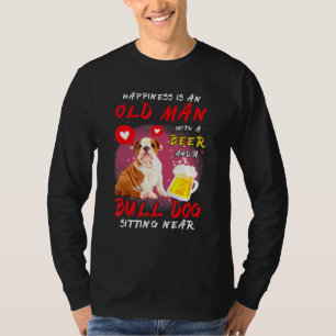 T-shirt Le Bonheur Est Le Vieux Homme Avec Bière Bull Chie
