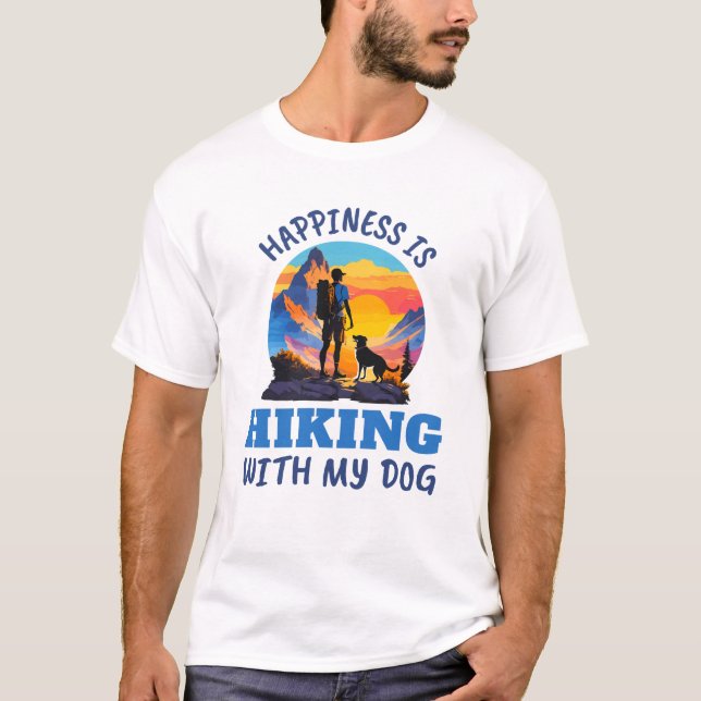 T-shirt Le bonheur est Randonnée avec mon chien (Devant)