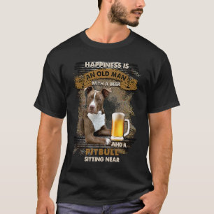 T-shirt Le bonheur est un vieil homme avec de la bière et