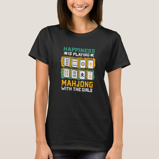 T-shirt Le Bonheur Joue Mahjong Chinois Mahjong Mahjong (Devant)