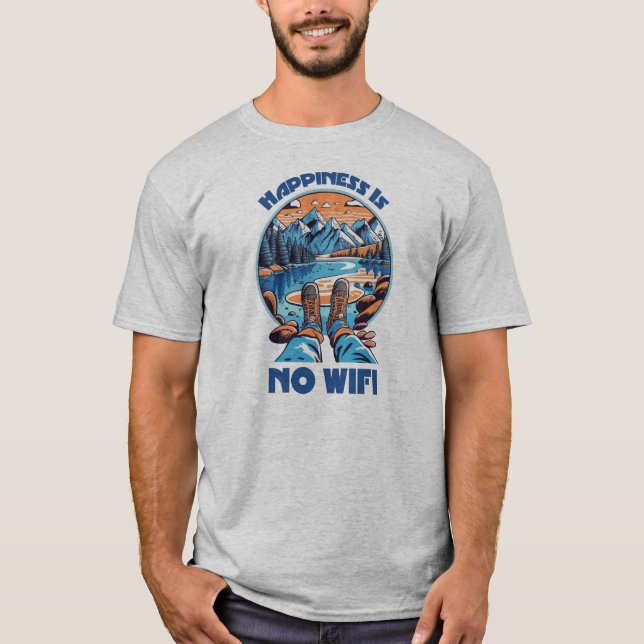 T-shirt Le Bonheur N'Est Pas Une Source De Randonnée Wifi (Devant)