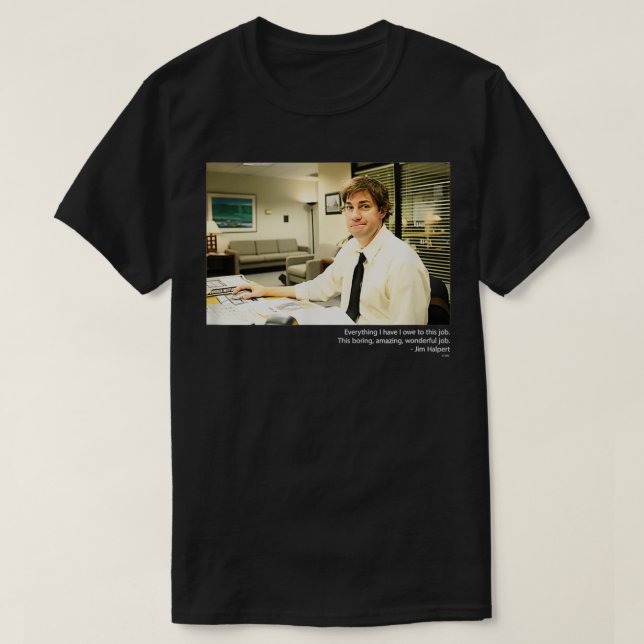 T-shirt Le bureau Jim Smirking avec devis (Design devant)