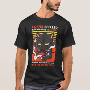 T-shirt Le Café Écrit À L'Arrière Est Eeffoc Black Cat Boi
