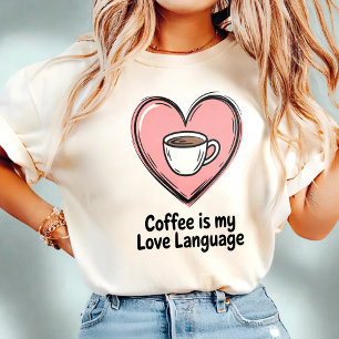 T-shirt Le café est My Love Langue Doodle Style