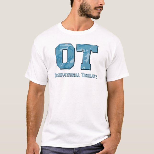 T-shirt le camo marque avec des lettres le bleu (Devant)