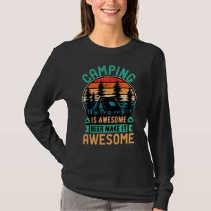 T-shirt Le camping est génial, la bière le rend encore mei
