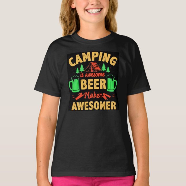 T-shirt Le camping est une bière géniale, rendez-la encore (Devant)