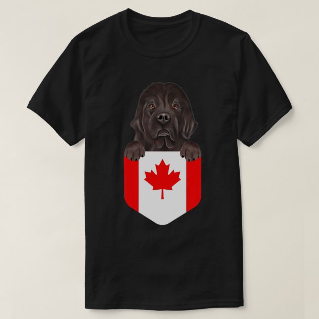 T-shirt Le Canada Drapeau Le Chien de Terre-Neuve Dans La  (Design devant)