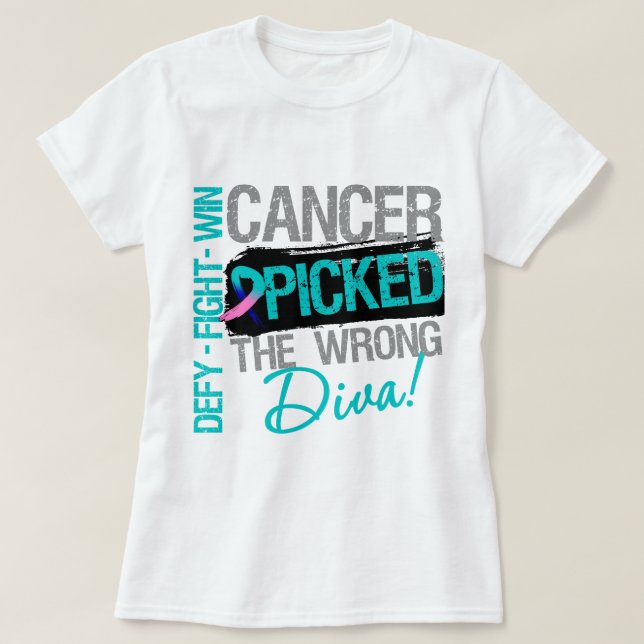 T-shirt Le cancer de la thyroïde a sélectionné la diva (Design devant)