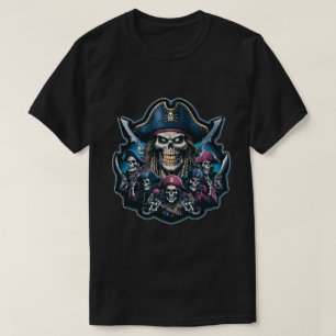 T-shirt Le capitaine Pirate et son équipage squelette