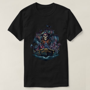 T-shirt Le capitaine Pirate et son équipage squelette