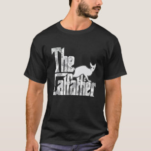 T-shirt Le Catfather Chat Blanc Père Mafia Moustaches Mâle