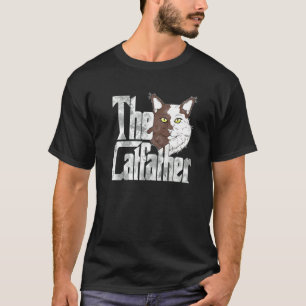 T-shirt Le Catfather Chat Père Mafia Moustaches Mâle Papa