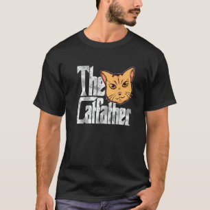 T-shirt Le Catfather Papa Chat Mafia Moustaches Mâle Papa