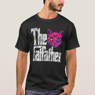 T-shirt Le Catfather Papa Chat Mafia Moustaches Mâle Papa