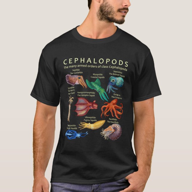 T-shirt Le Céphalopode, Le Calmar Et Le Nautil (Devant)