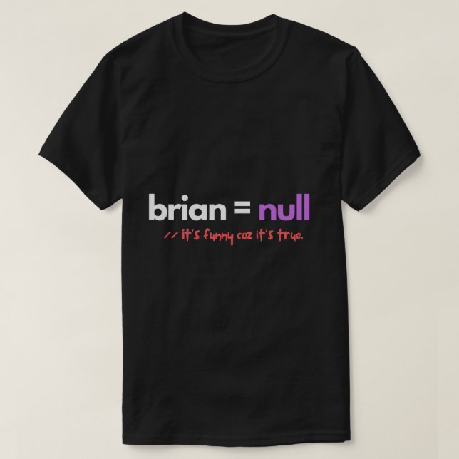 T-shirt Le Cerveau Est Égal À Null Funny Programmer (Design devant)