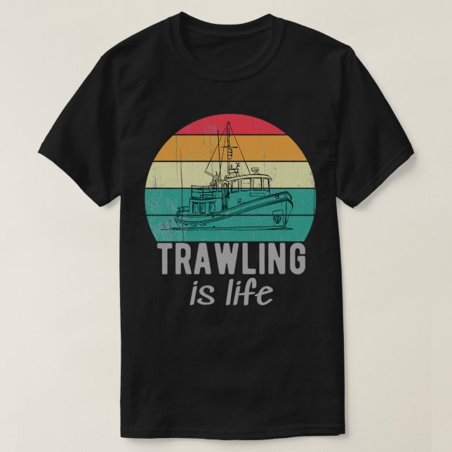 T-shirt Le chalutier, c'est le chalutier rétro-vie Bateau  (Design devant)