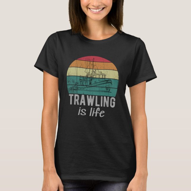 T-shirt Le chalutier, c'est le chalutier rétro-vie Bateau  (Devant)