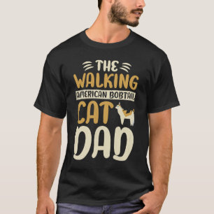T-shirt Le Chat Américain À Marcher Bobtail Papa Kitty Meo