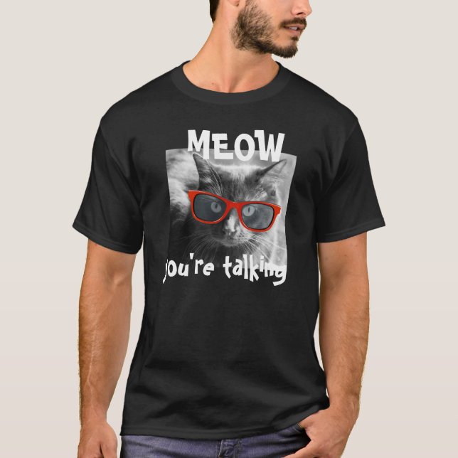 T-shirt Le chat de hippie, MEOW vous parlent ! (Devant)