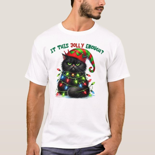 T-shirt Le Chat De Noël Est Ce Jolly Assez Drôle (Devant)