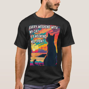 T-shirt Le Chat Et Le Chat De Week-End Propriétaires De C