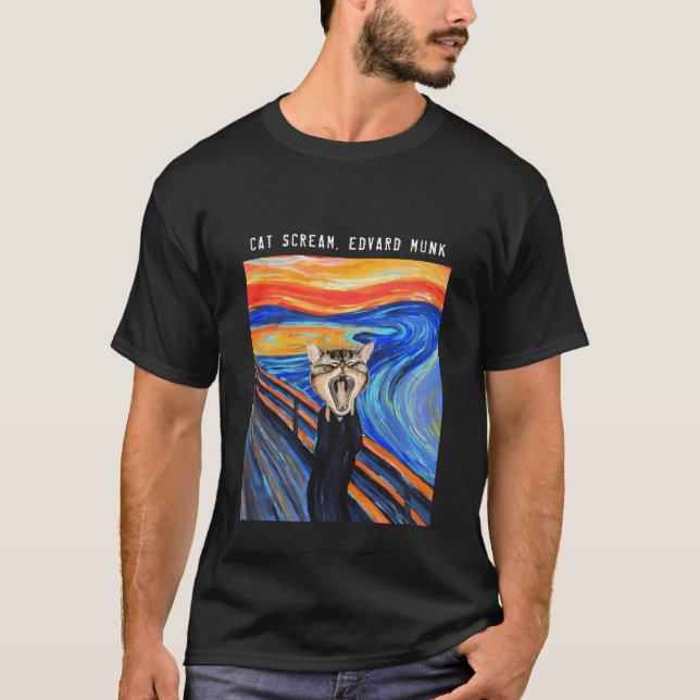 T-shirt Le chat hurle, Edvard Munch. Mèmes amusants (Devant)