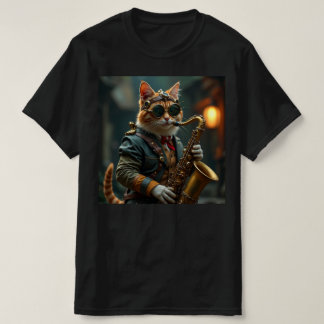 T-shirt Le chat joue du saxophone.