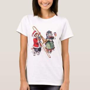 T-shirt Le chat joue le trombone dans la neige