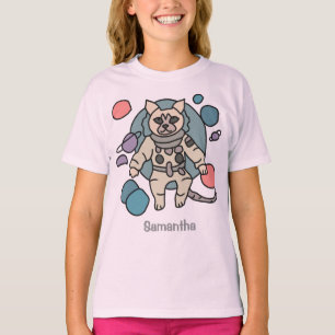 T-shirt Le chat minimaliste astronaute dans l'espace   Drô
